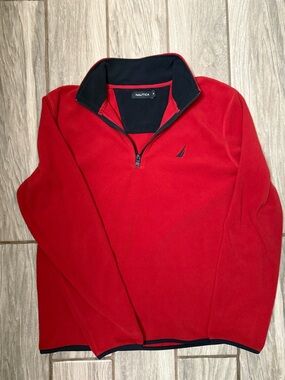 Nautica Men’s Red/Navy Blue Quarter-Zip Pullover Size Medium